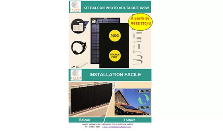 KIT BALCON PV 820W, Guyane, SAGEES